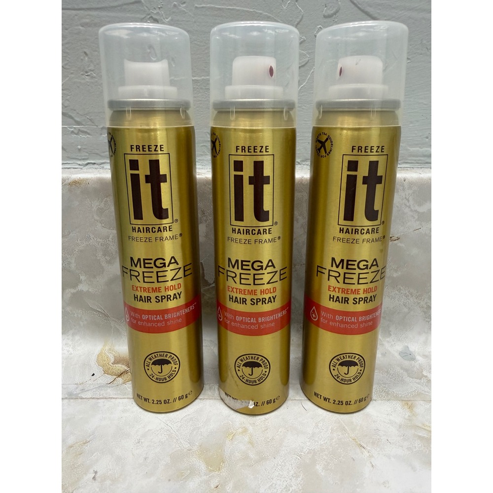 It Haircare Freeze Frame Mega Freeze Extreme Hold Hair Spray 2.25oz Lot of 3
